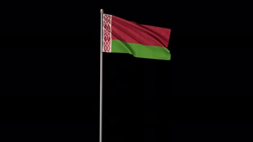 Realistic Belarus Flag Waving on Pole