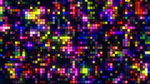 Abstract Colorful Flickering Pixel Grid Loop Background