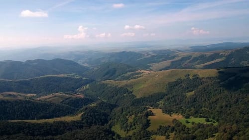 Aerial View of Green Mountains and Forests