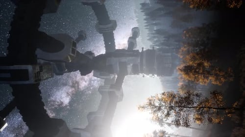 UFO Hovering Over Forest