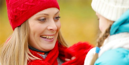 Mother and Child Bonding Moment in Autumn Park