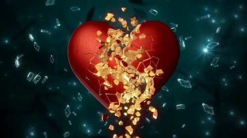 Golden Cracked Heart Repair 3D Animation