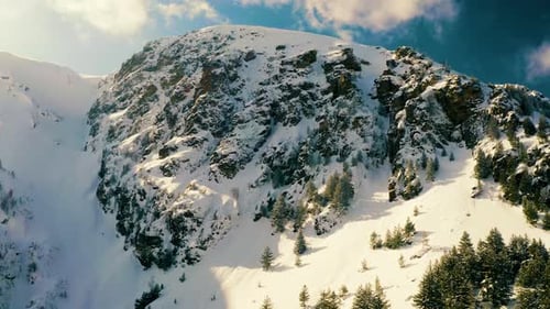Snowy Mountain Range Scenic Aerial Winter Landscape