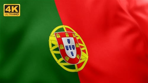 Realistic Portugal Flag Waving Loopable Background Animation