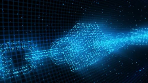 Blockchain Network Security Concept Crypto Binary Particle Closeup - 1080p