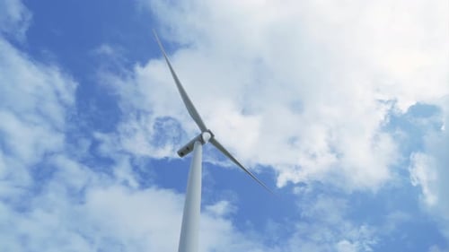 Wind turbines or windmills farm field in industry factory. Power, sustainable green clean energy