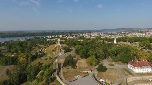 Aerial of Belgrade City and Kalemegdan Fortress