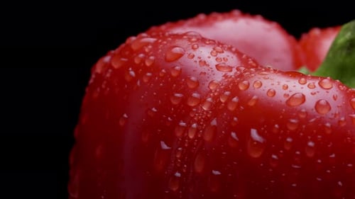 Close Up of a Wet Red Pepper