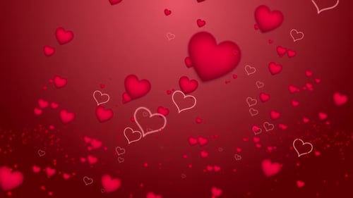 Animated Red Hearts Floating Particle Background