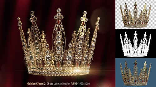 Sparkling Golden Royal Crown Loop Animation