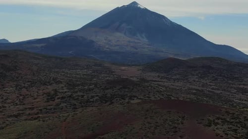 Drone approaching El Teide volcano, Tenerife, Canary Islands, Spain