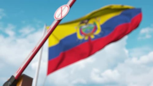 Immigration Border Control Barrier and Waving Flag Animation