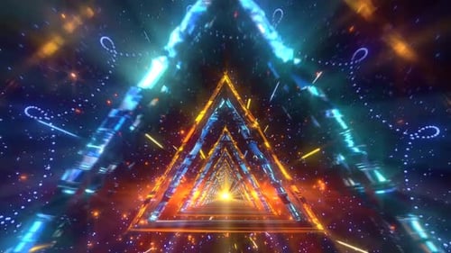 Fond de boucle de mouvement spatial du tunnel triangulaire