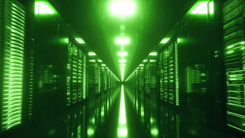 Sala de servidores de trabajo moderna con servidores en rack