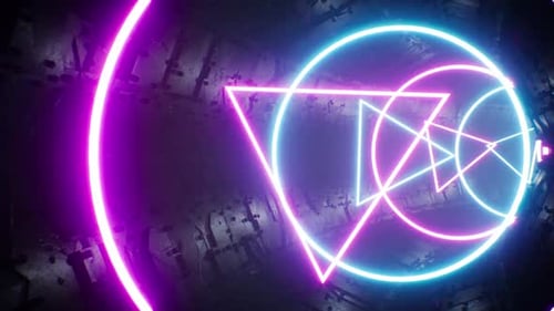 Space Neon Multiple Shapes Tunnel 4K