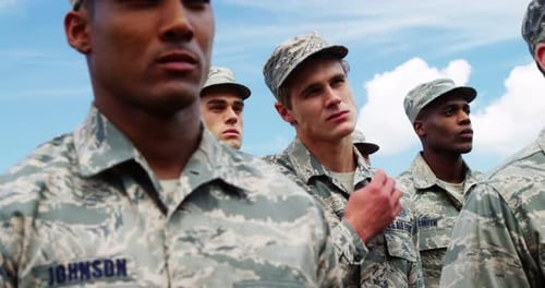 Military soldiers standing in boot camp 4k