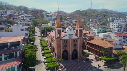 Aerial View of Beautiful Church in Urban Setting