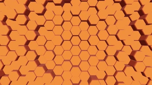 Abstract Orange Hexagon Grid Loop Background