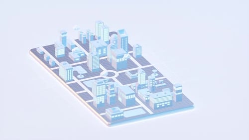 Modern city on the mobile phone