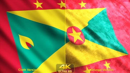 Realistic Grenada Flag Waving Loop Animation