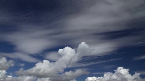 Cumuluswolken, schnell fliegender Himmel, Zeitraffer.