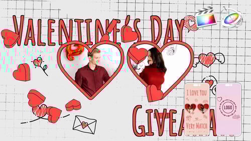 Sweet Hand-Drawn Valentine's Day Intro with Love Heart Animations