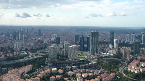 City And Skyscrapers Aerial Hyperlapse