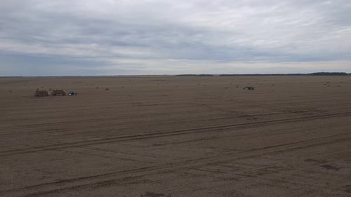 Aerial View of Hay Bales in Harvested Field