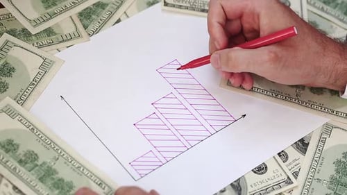 The Graph Of The Growth Of The Economy, A Person Looks At The Graph Of Growth.