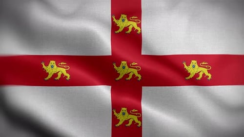 Realistic Fabric Waving Guernsey Flag Animation
