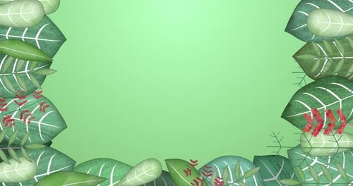 Animated Green Leaf and Berry Decorative Frame