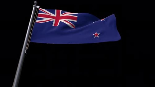 Seamless Loop of Waving New Zealand Flag on Pole