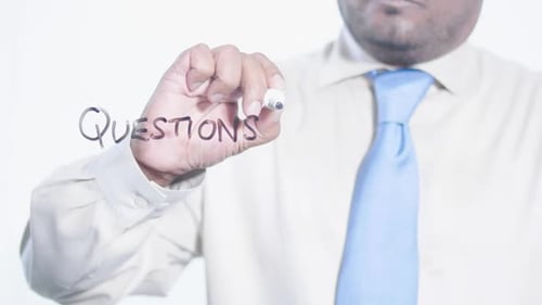 Asian Businessman Writes Questions