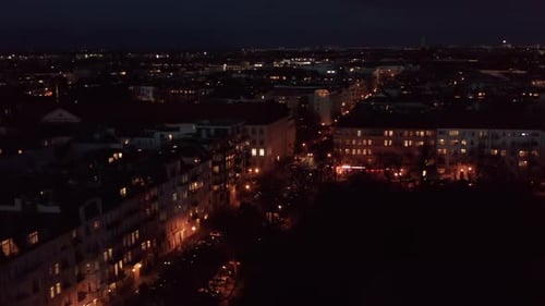 Aerial View of Town at Night