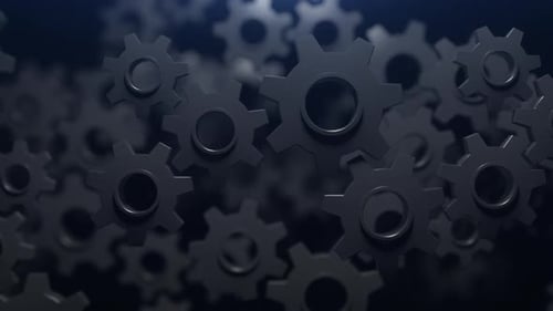 gears in motion. animation loop on the theme of the mechanism or process of activity