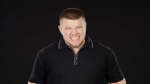 Angry Man Making Various Negative Gestures Close Up