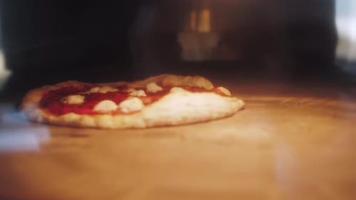 Traditional Italian Street Food Cooking Preparation of a Margherita Neapolitan Style Pizza with