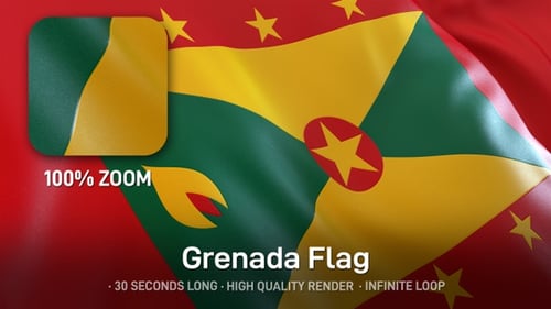 Realistic Waving Flag of Grenada in Seamless Loop