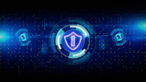 Cyber Security Shield Icon Reveal on Digital Circuit Board