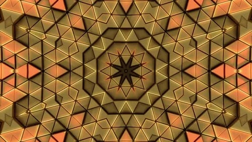 Golden Geometric Kaleidoscope Pattern Background