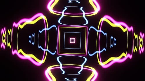 Figura abstrata pulsante de néon multicolorida brilhante