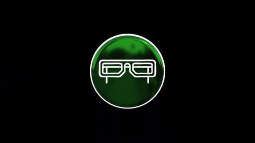 Animated 3D Glasses Icon on Glossy Green Disc Loop