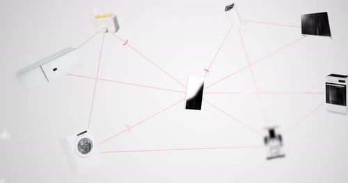Animated Smart Home Device Network Connecting Appliances to Smartphone