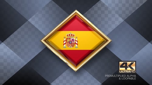 Rotierende Plakette mit spanischer Flagge, 4K, Looping mit