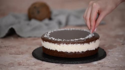 Decorating a Delicious Chocolate Coconut Cake