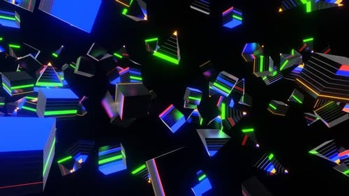 Fondo abstracto Vj Loop Wandering Neon Shapes 02