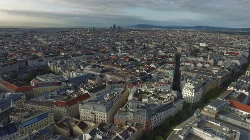 Aerial view of Vienna on a cloudy day