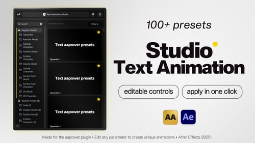 Studio Text Animation: 100+ Text Presets with Custom Controls for After Effects