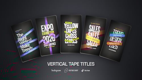Dynamic Vertical Text Titles with Colorful Tape Elements
