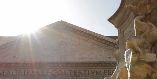 Ornate Fountain in City with Old Stone Architecture